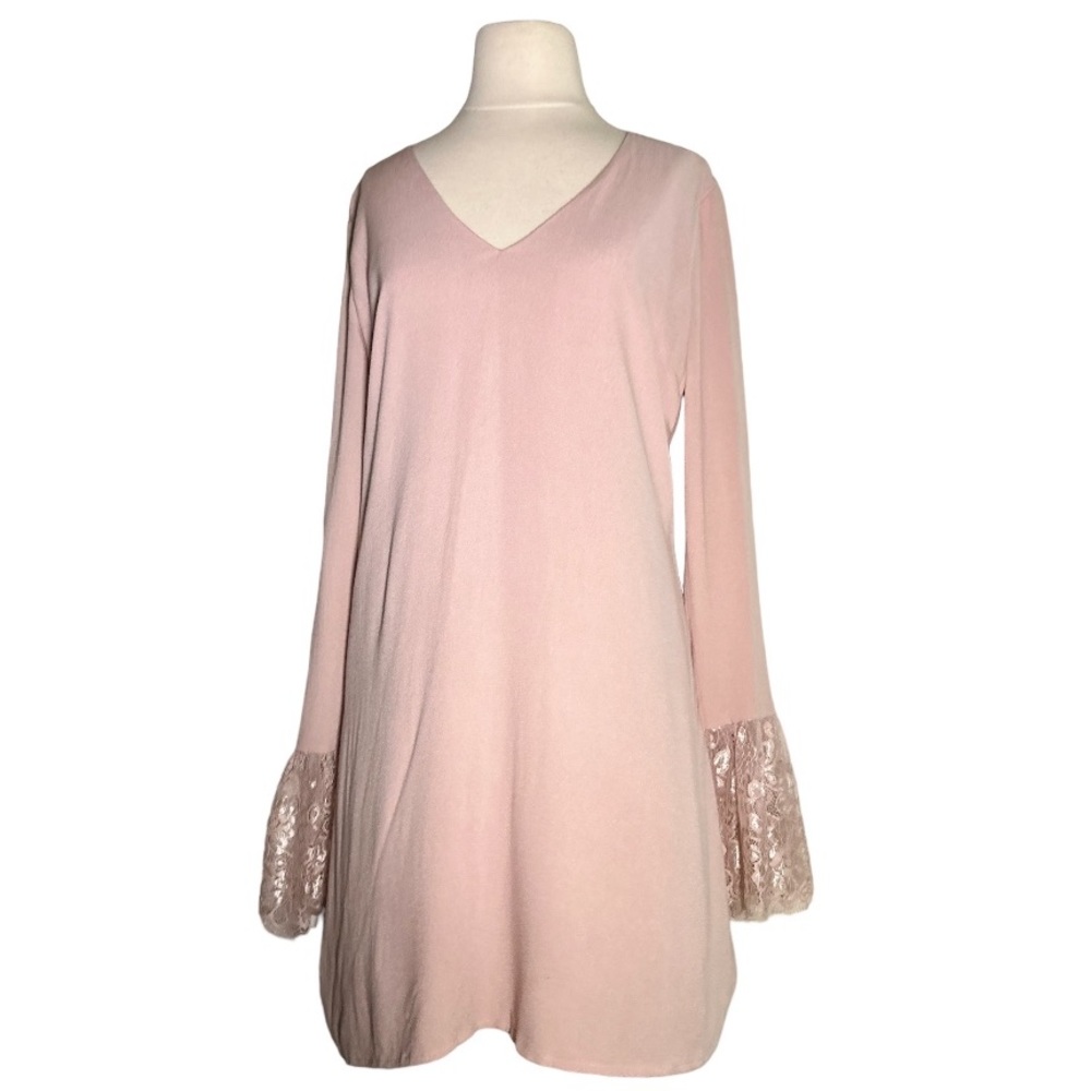 Forever 21 Boho Lace Bell Sleeve Tunic Mauve Pink Women's Large